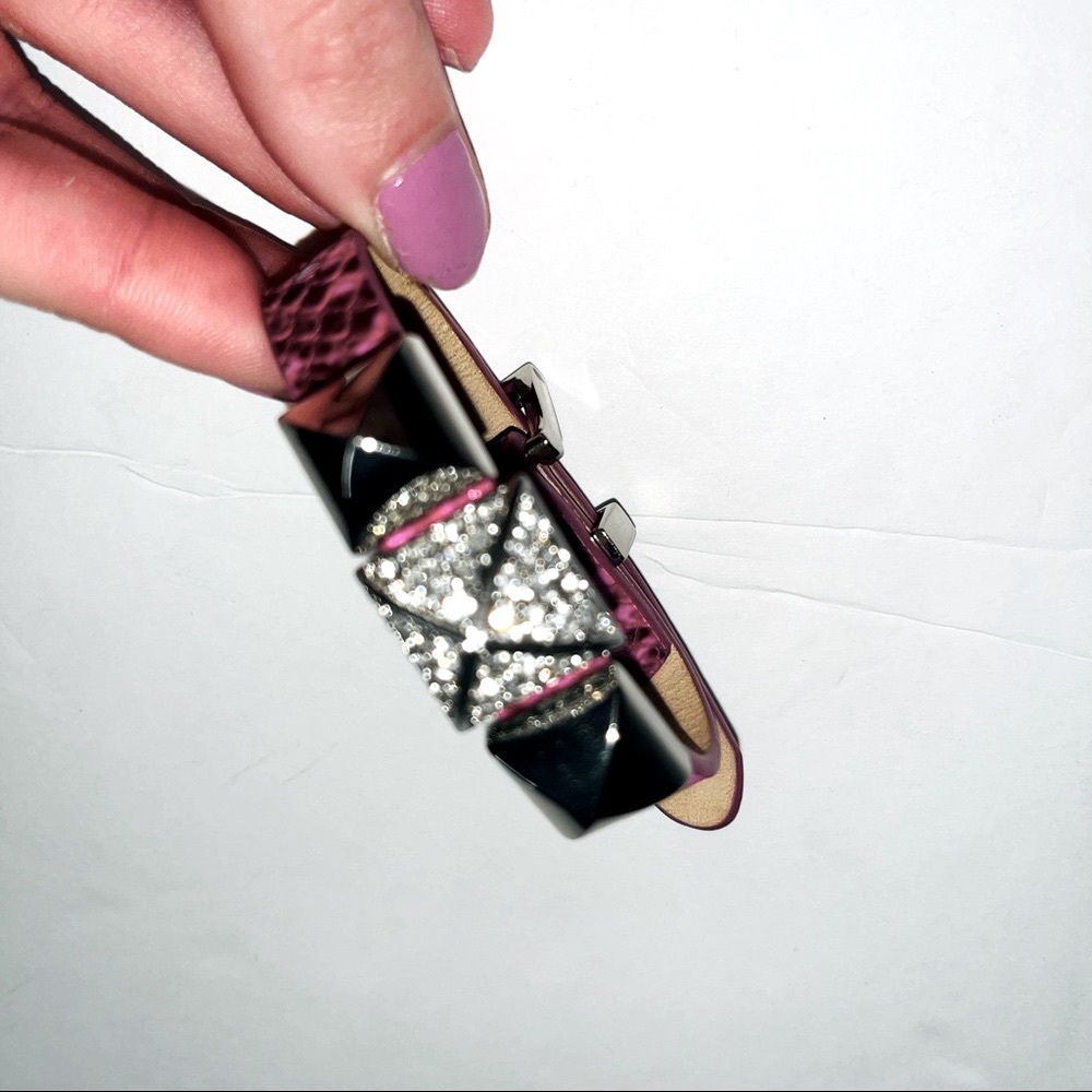 Juicy Couture Leather Snake Embossed Studded Bracelet